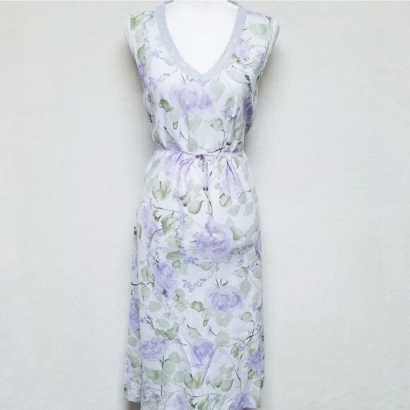 𝅺VINTAGE 80s Norton Studio Linen Lace Purple Dress - Picture 1 of 8